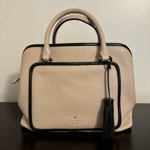 Kate Spade Ward Place Evengelie Rose Cloud Beige Black Leather Satchel